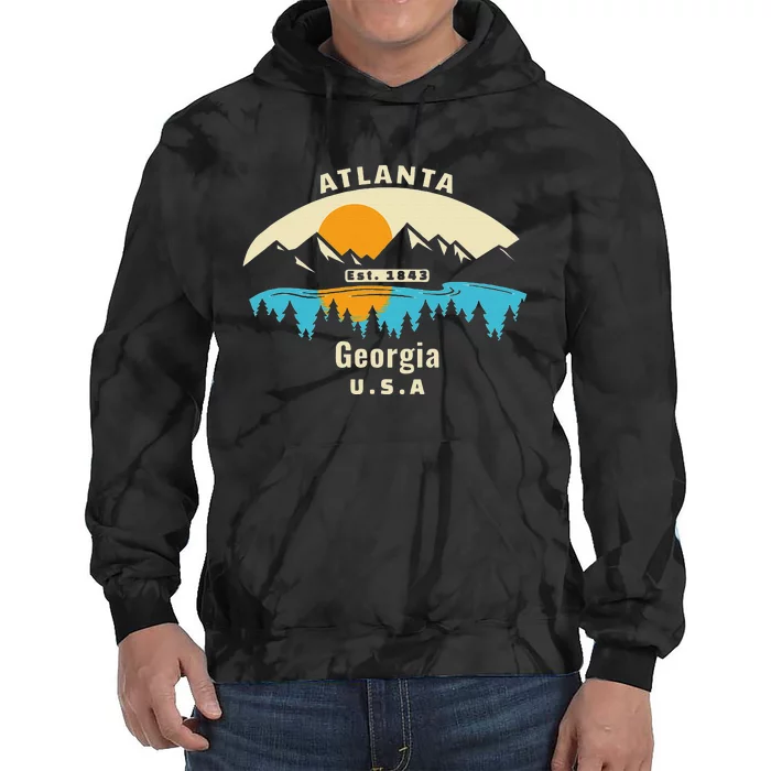 Atlanta Georgia Souvenir Mountain Sunset River Tie Dye Hoodie