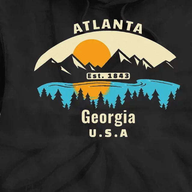 Atlanta Georgia Souvenir Mountain Sunset River Tie Dye Hoodie