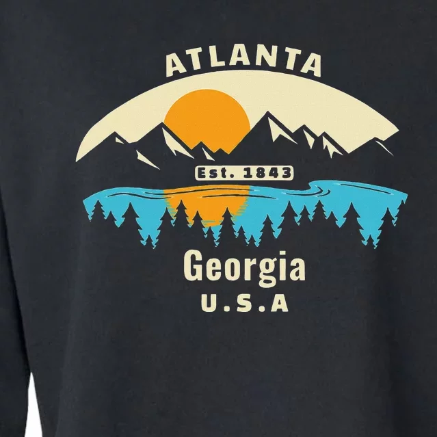 Atlanta Georgia Souvenir Mountain Sunset River Cropped Pullover Crew