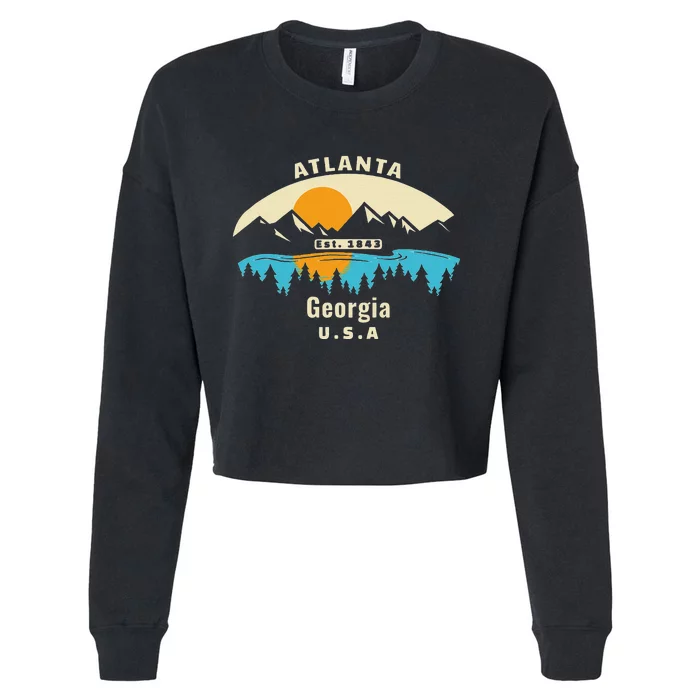 Atlanta Georgia Souvenir Mountain Sunset River Cropped Pullover Crew