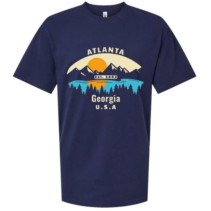 Atlanta Georgia Souvenir Mountain Sunset River Sueded Cloud Jersey T-Shirt