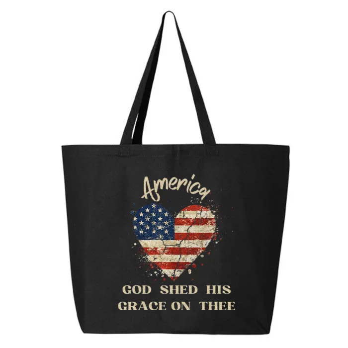 America God Shed His Grace on Thee Tee 4th of July 25L Jumbo Tote