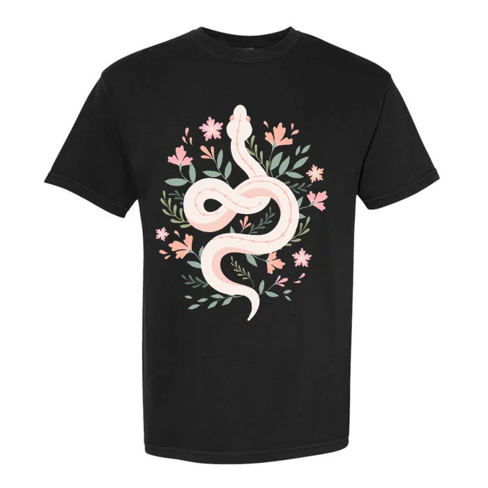 Aesthetic Graphic S Mystical Snake Flower Pastel Goth Garment-Dyed Heavyweight T-Shirt