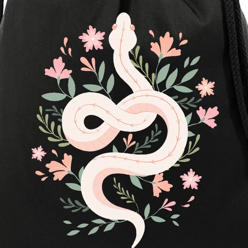 Aesthetic Graphic S Mystical Snake Flower Pastel Goth Drawstring Bag