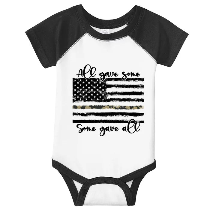 All Gave Some Some Gave All Memorial Day Us Army Veteran Gift Infant Baby Jersey Bodysuit