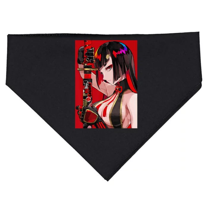 Anime Girl Samurai Waifu Japanese Aesthetic Otaku Weeb USA-Made Doggie Bandana