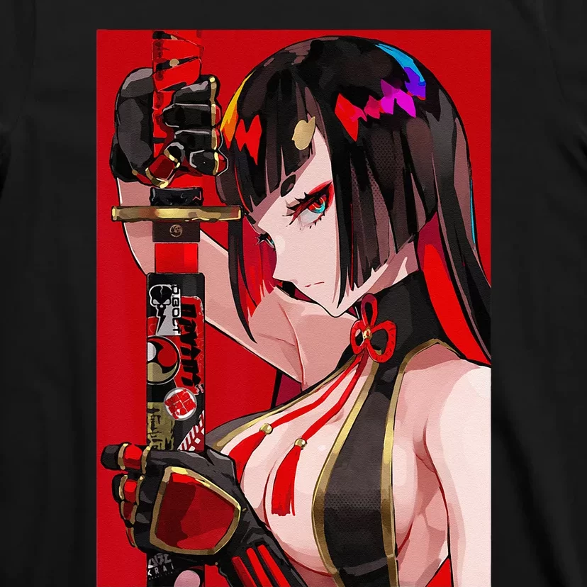 Anime Girl Samurai Waifu Japanese Aesthetic Otaku Weeb T-Shirt