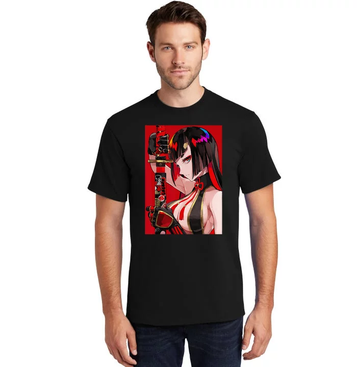 Anime Girl Samurai Waifu Japanese Aesthetic Otaku Weeb Tall T-Shirt