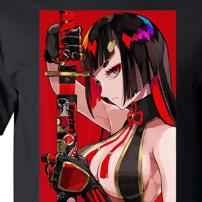 Anime Girl Samurai Waifu Japanese Aesthetic Otaku Weeb Tall T-Shirt