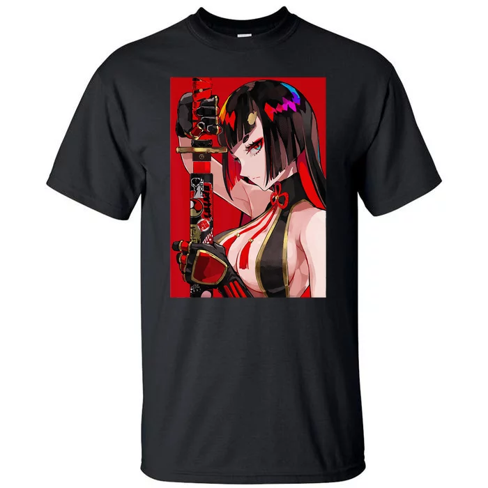 Anime Girl Samurai Waifu Japanese Aesthetic Otaku Weeb Tall T-Shirt