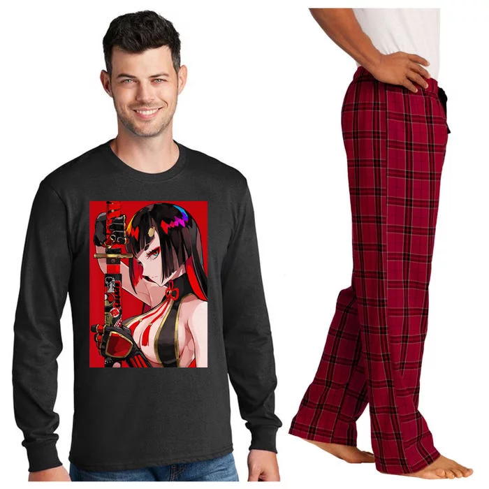 Anime Girl Samurai Waifu Japanese Aesthetic Otaku Weeb Long Sleeve Pajama Set