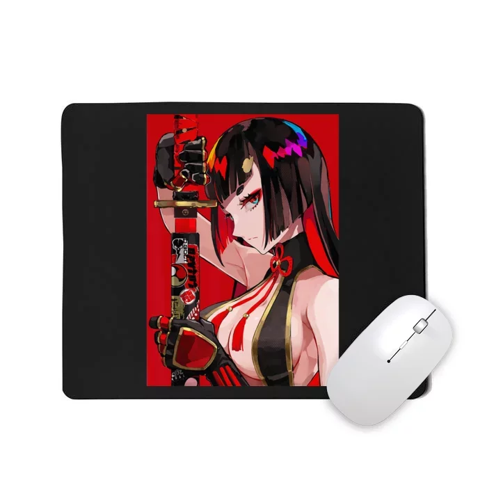 Anime Girl Samurai Waifu Japanese Aesthetic Otaku Weeb Mousepad