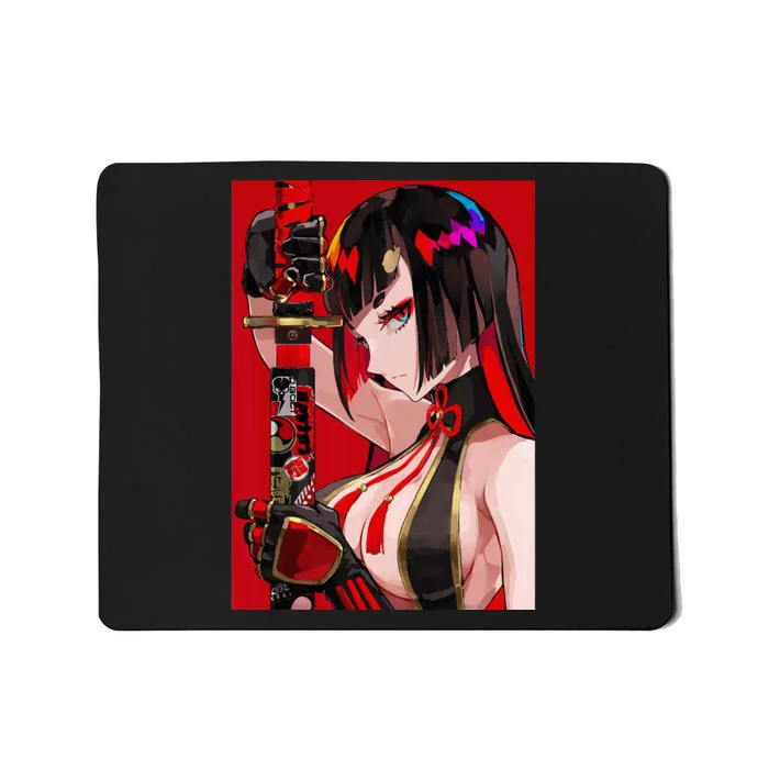 Anime Girl Samurai Waifu Japanese Aesthetic Otaku Weeb Mousepad