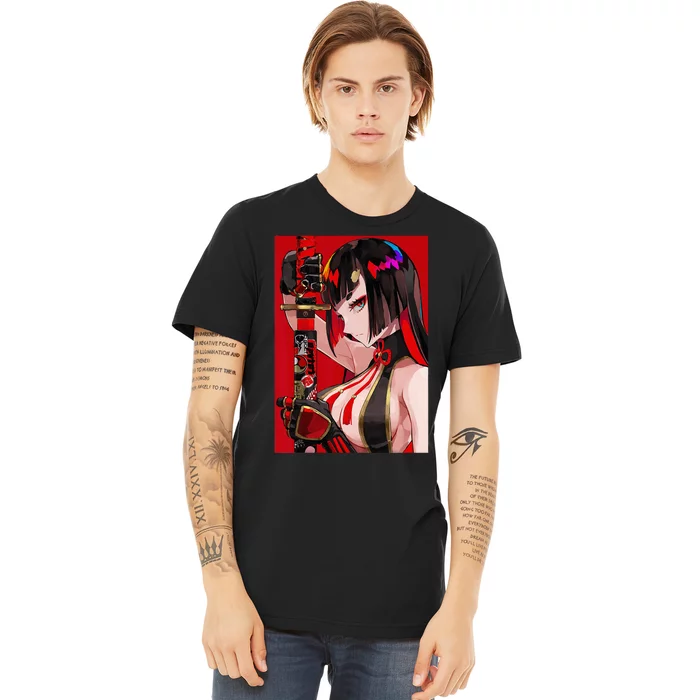 Anime Girl Samurai Waifu Japanese Aesthetic Otaku Weeb Premium T-Shirt