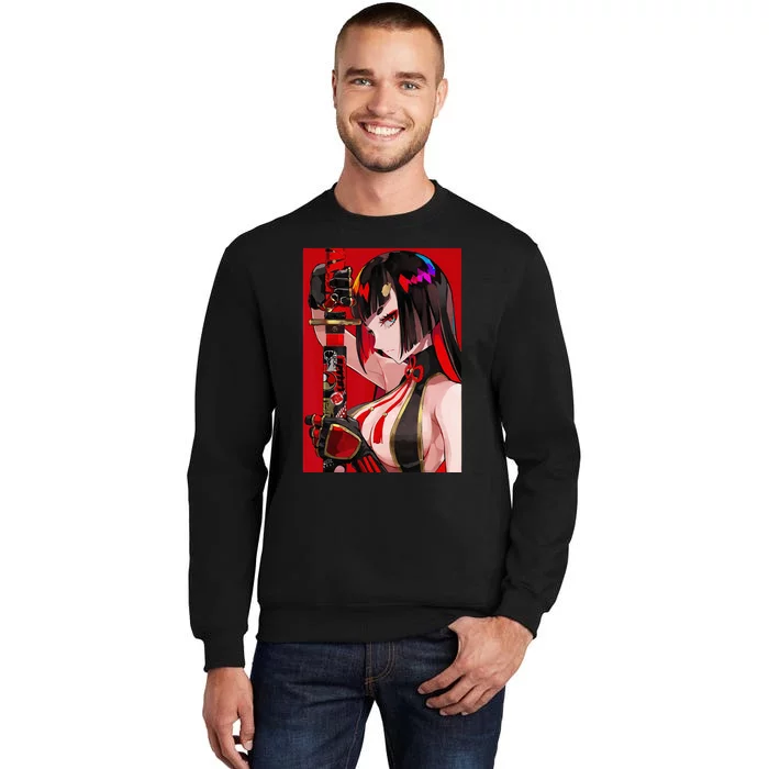 Anime Girl Samurai Waifu Japanese Aesthetic Otaku Weeb Tall Sweatshirt