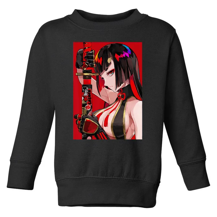 Anime Girl Samurai Waifu Japanese Aesthetic Otaku Weeb Toddler Sweatshirt