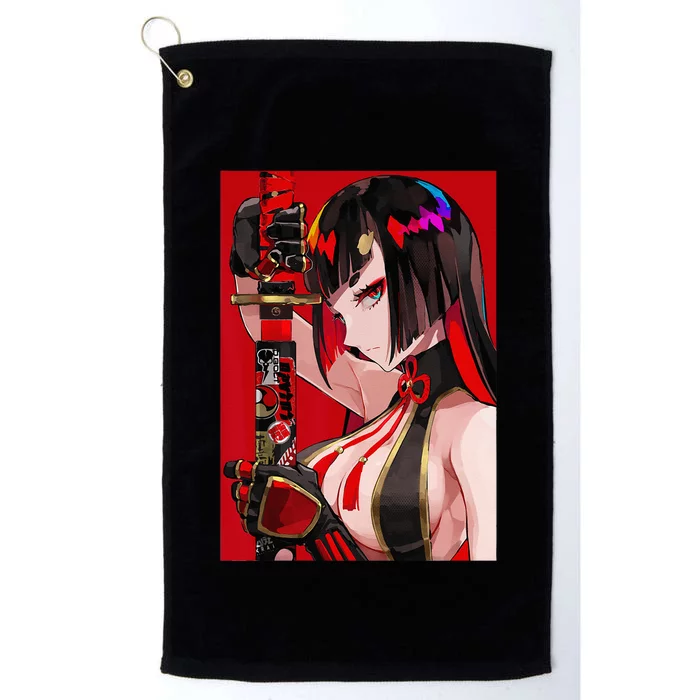 Anime Girl Samurai Waifu Japanese Aesthetic Otaku Weeb Platinum Collection Golf Towel