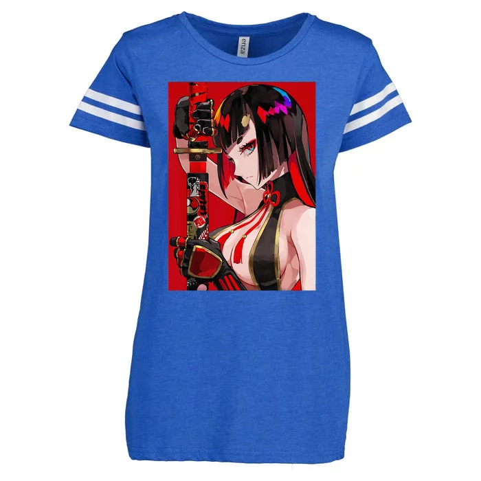 Anime Girl Samurai Waifu Japanese Aesthetic Otaku Weeb Enza Ladies Jersey Football T-Shirt