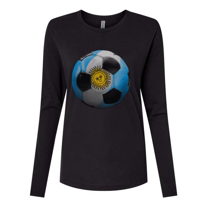 Argentina Glow Soccer Ball Logo Womens Cotton Relaxed Long Sleeve T-Shirt