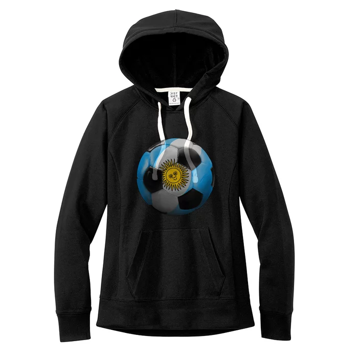 Argentina Glow Soccer Ball Logo Women's Fleece Hoodie