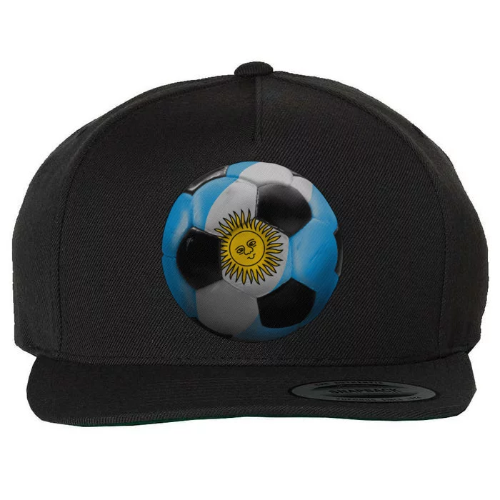 Argentina Glow Soccer Ball Logo Wool Snapback Cap