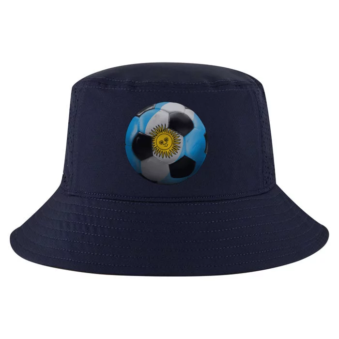 Argentina Glow Soccer Ball Logo Cool Comfort Performance Bucket Hat