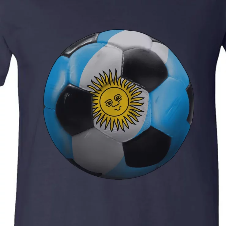 Argentina Glow Soccer Ball Logo V-Neck T-Shirt