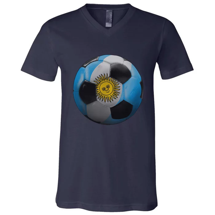 Argentina Glow Soccer Ball Logo V-Neck T-Shirt