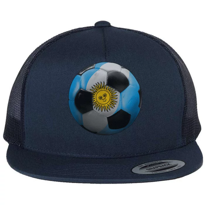 Argentina Glow Soccer Ball Logo Flat Bill Trucker Hat