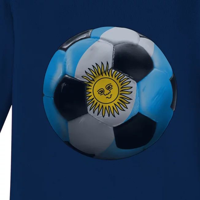 Argentina Glow Soccer Ball Logo Baby Long Sleeve Bodysuit