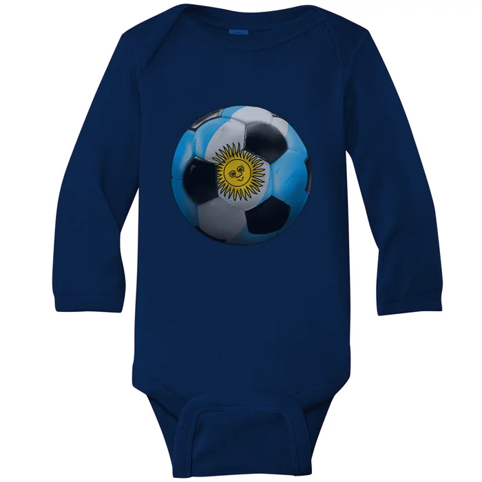 Argentina Glow Soccer Ball Logo Baby Long Sleeve Bodysuit