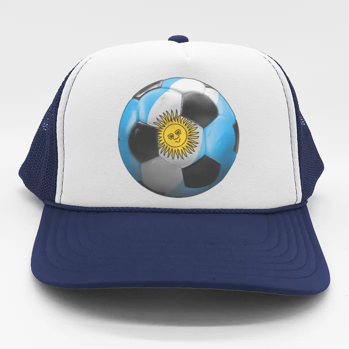 Argentina Glow Soccer Ball Logo Trucker Hat