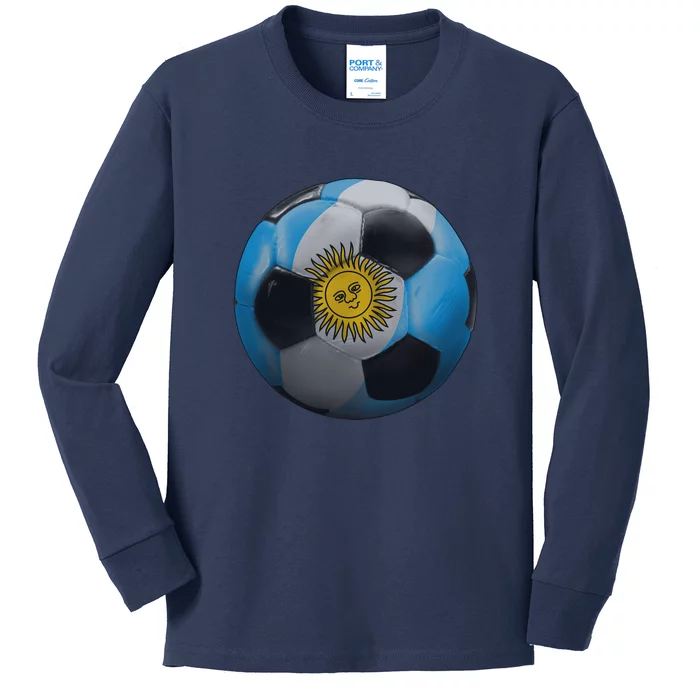 Argentina Glow Soccer Ball Logo Kids Long Sleeve Shirt