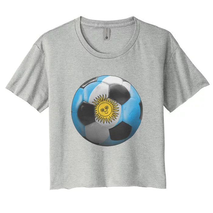 Argentina Glow Soccer Ball Logo Women's Crop Top Tee