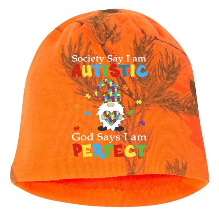 Autism Gnome Society Say I'm Autistic God Says I'm Perfect Kati - Camo Knit Beanie