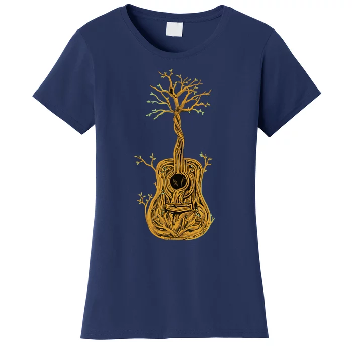 Acoustic Guitar Tree Of Life Guitar Player Nature Guitarist Women's T-Shirt