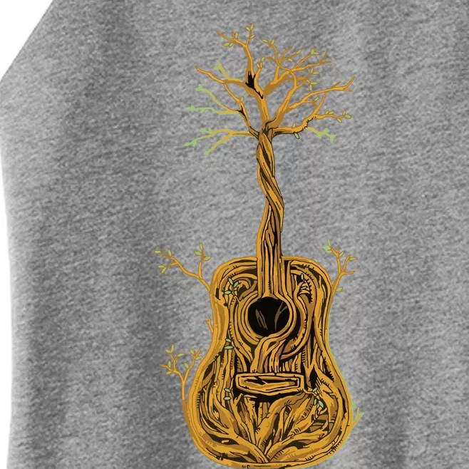 Acoustic Guitar Tree Of Life Guitar Player Nature Guitarist Women’s Perfect Tri Rocker Tank