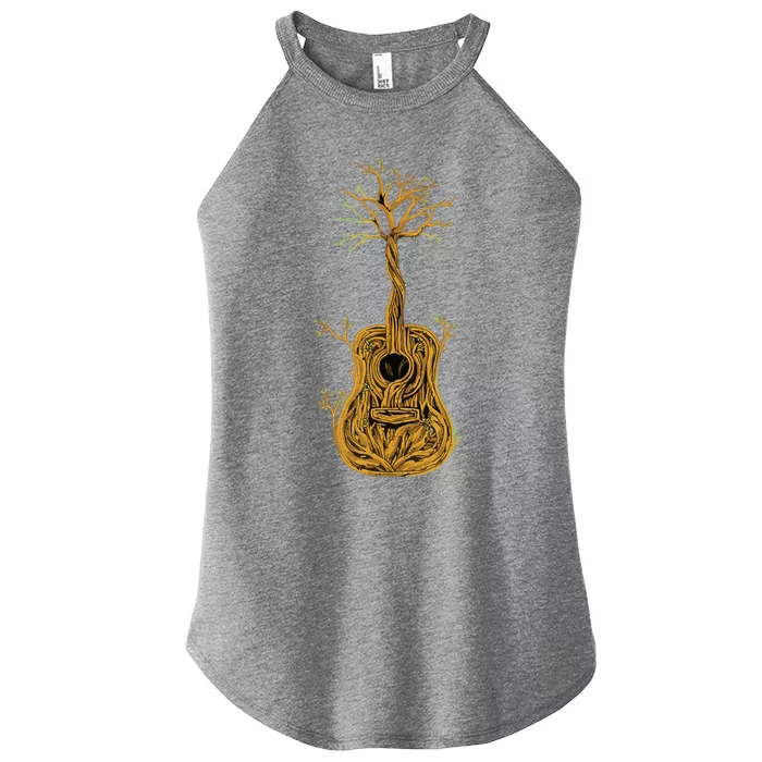 Acoustic Guitar Tree Of Life Guitar Player Nature Guitarist Women’s Perfect Tri Rocker Tank