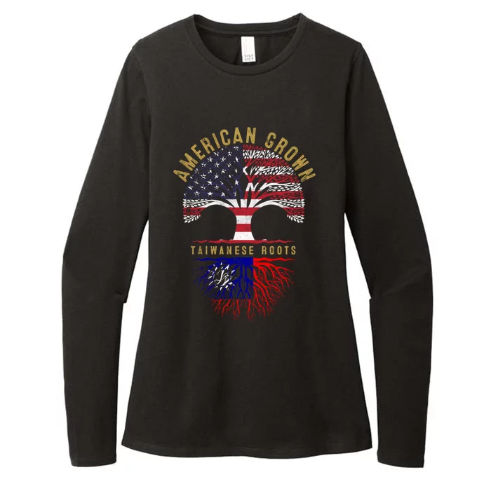 American Grown Taiwanese Roots Tree Flag Family Heritage Gift Womens CVC Long Sleeve Shirt