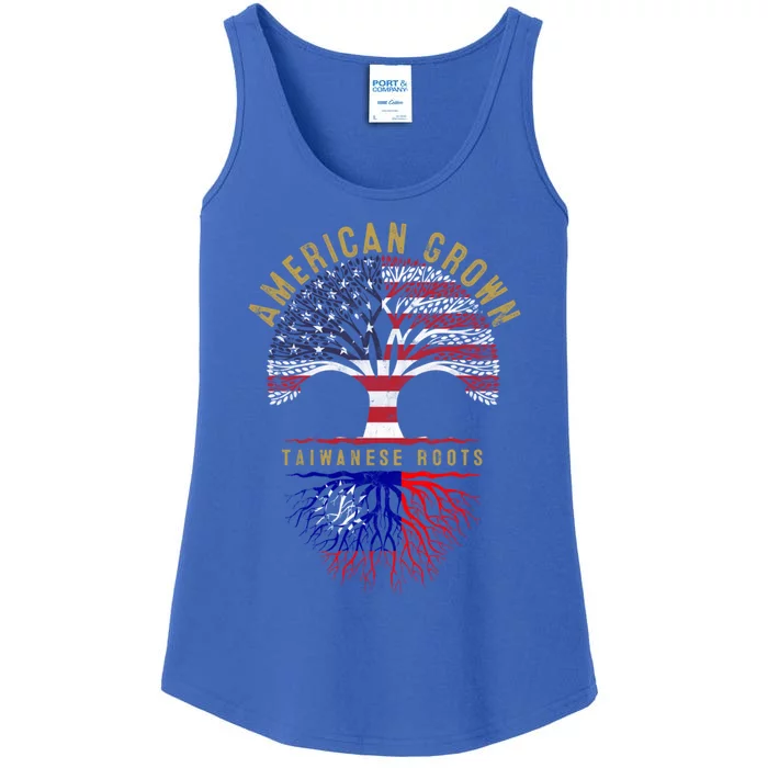 American Grown Taiwanese Roots Tree Flag Family Heritage Gift Ladies Essential Tank