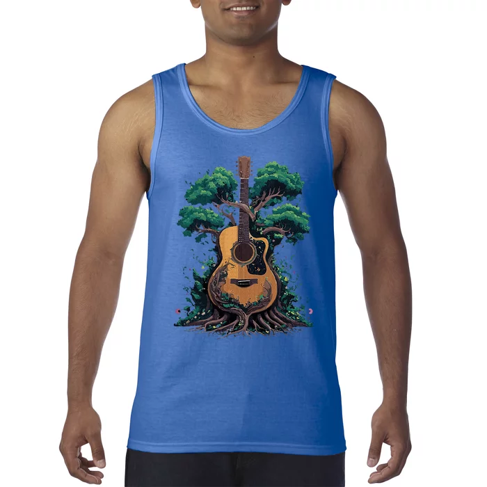 Acoustic Guitar Tree Musician Guitarist Tank Top