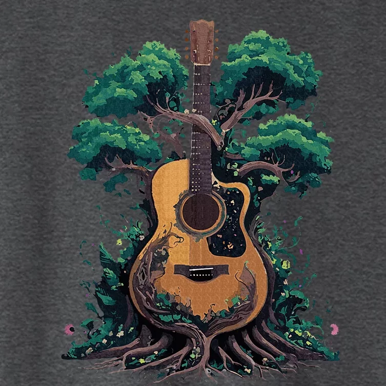 Acoustic Guitar Tree Musician Guitarist Women's Crop Top Tee