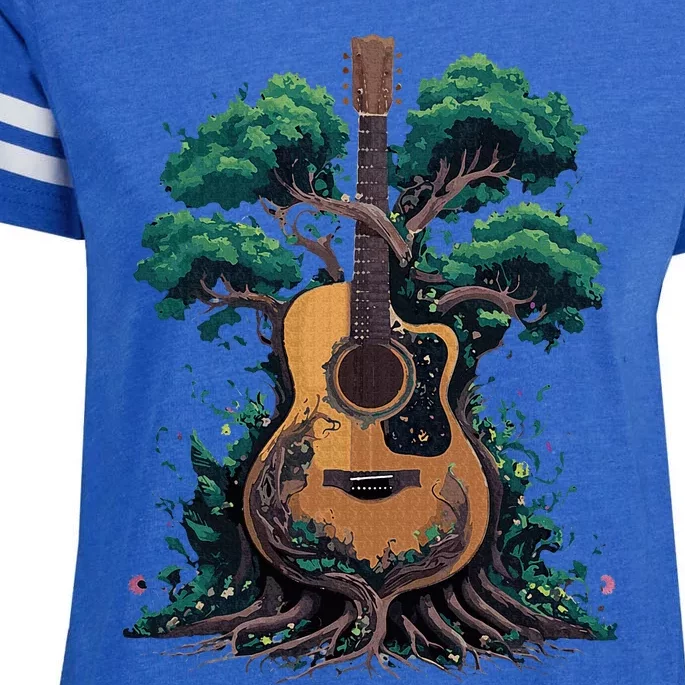 Acoustic Guitar Tree Musician Guitarist Enza Ladies Jersey Football T-Shirt