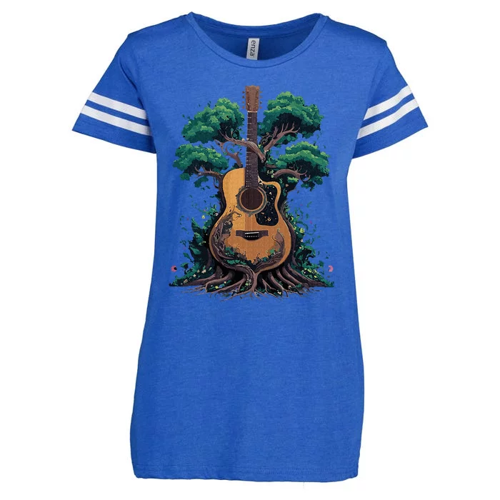 Acoustic Guitar Tree Musician Guitarist Enza Ladies Jersey Football T-Shirt