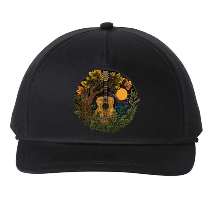 Acoustic Guitar Tree Guitarist Landscape Nature Snapback Five-Panel Rope Hat