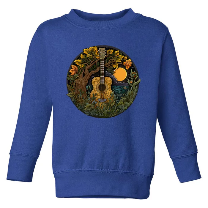 Acoustic Guitar Tree Guitarist Landscape Nature Toddler Sweatshirt