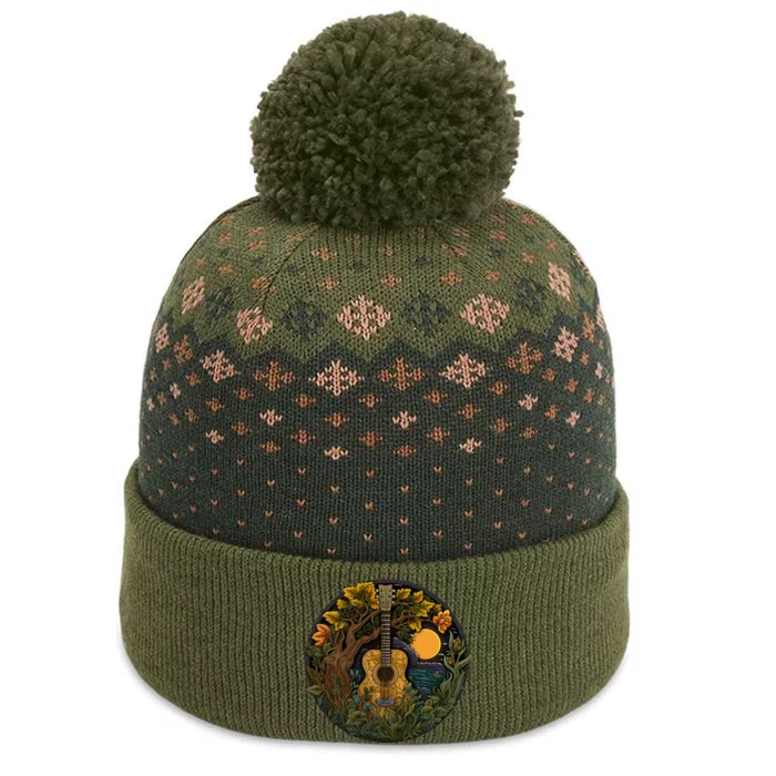 Acoustic Guitar Tree Guitarist Landscape Nature The Baniff Cuffed Pom Beanie