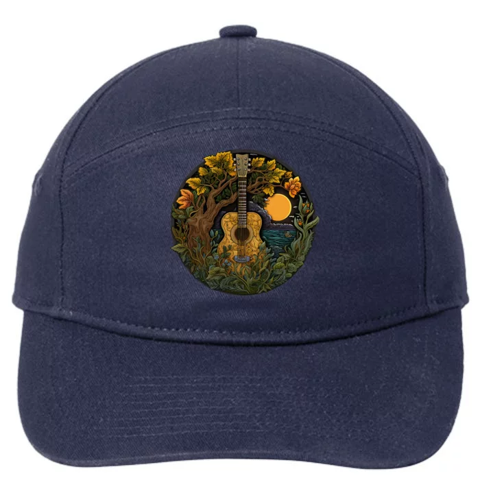 Acoustic Guitar Tree Guitarist Landscape Nature 7-Panel Snapback Hat