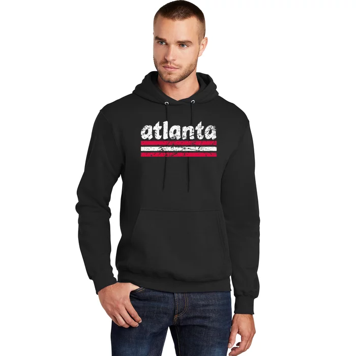 Atlanta Georgia Three Stripe Vintage Weathered Hoodie