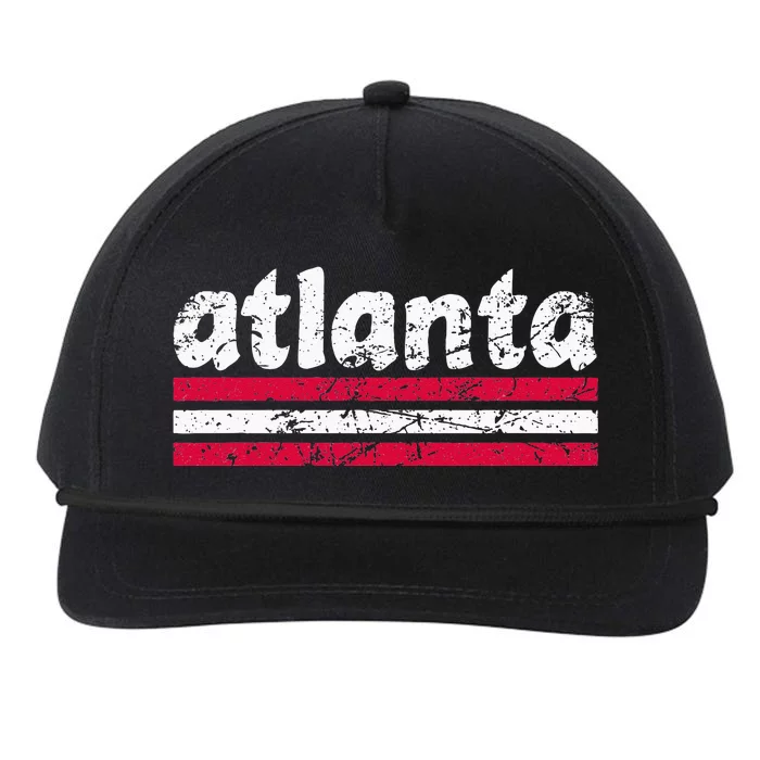 Atlanta Georgia Three Stripe Vintage Weathered Snapback Five-Panel Rope Hat